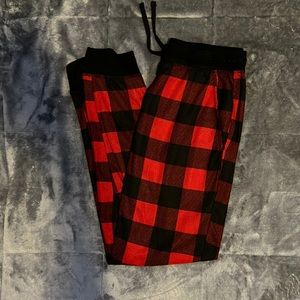 George Red and black plaid pajama pants (S)